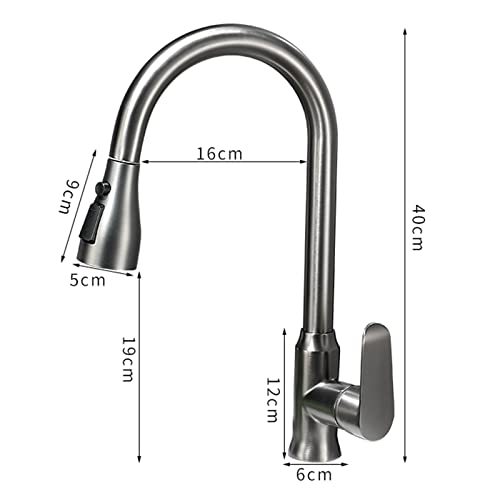 Mitigeur d'évier pour eau chaude et froide gris avec douchette fluide - 5