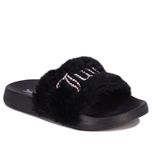 Juicy Couture Kids Girls - Slide Slipper Sandals With Faux Fur Slipper Sandals, Furry Slides, Girls Slip On Slippers