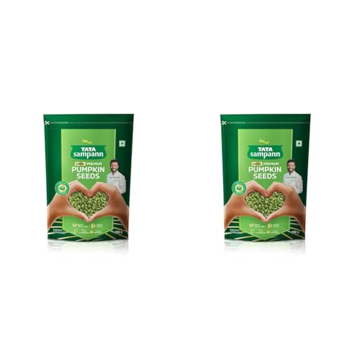 Image of Tata Sampann Pumpkin Seeds, 200g, Rich in Protein, Dietary Fibre, Magnesium & Phosphorus, Raw & Unroasted Pumpkin Seeds, Source of Iron & Zinc, Handpicked Seeds, Resealable Pack (Pack of 2)