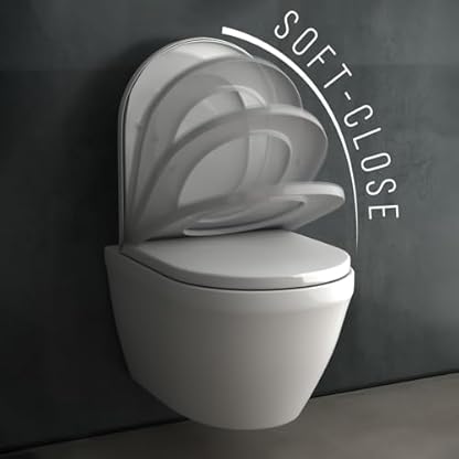 Alpenberger Toilette Spülrandlos | Wand WC mit Nano | Toilettendeckel mit Absenkautomatik | Hänge WC für Badezimmer | Moderne Gäste WC Toiletten | Tiefspüler Passend Geberit (Almeira 8200 S) – Bild 7
