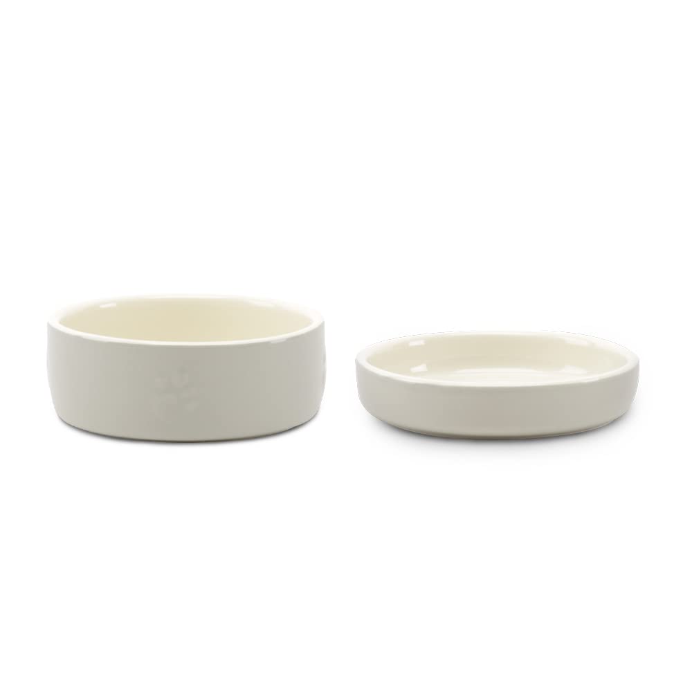 Scruffs Icon 2 Piece Cat Food & Saucer Set - Light Grey
