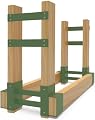 BALIE SPACE Outdoor Firewood Rack Brackets Kit for Fire Wood Pile Storage, Adjustable log stacking Stand Holder for 2x4 lumber, Green, Set of 2