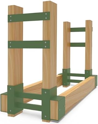 BALIE SPACE Outdoor Firewood Rack Brackets Kit for Fire Wood Pile Storage, Adjustable log stacking Stand Holder for 2x4 lumber, Green, Set of 2