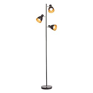 B.K.Licht I industrieel Vloerlamp I zwart gouden I staande lampen voor binnen I retro lampen voor woonkamer I staande lamp I leeslamp I draaibar I staanlamp met 3 lichts I E27 fitting I excl. lichtbronnen I vintage vloerlampen