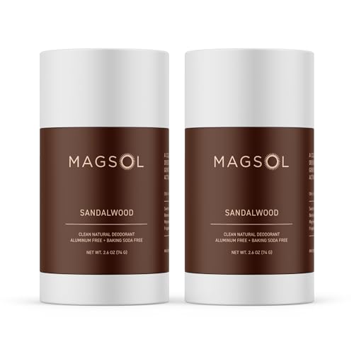 MAGSOL Natural Deodorant for Men Aluminum Free Deodorant for Women (2 Pack) (Sandalwood)