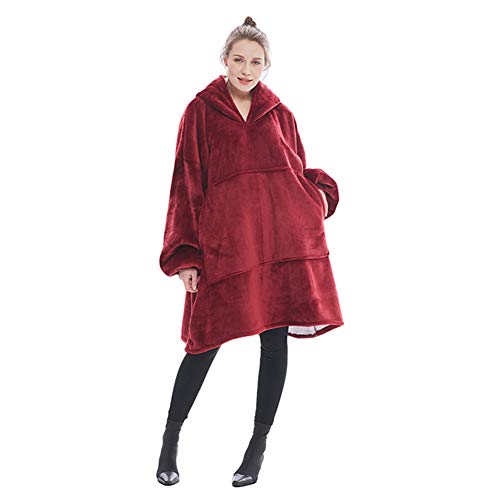 Couverture à capuche surdimensionnée, décontractée ultra douce Sherpa avec poche géante pour homme et femme - Vert - Taille Unique Cover
