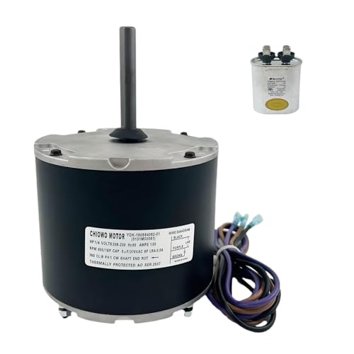 CHIOWO 0131M00061SP 1/4HP Condenser Fan Motor 208-230V 1.5A 830 RPM 1-Speed Replaces Goodman Air Conditioner Amana Janitrol 0131M00014PS Zhongshan Broad-Ocean YDK-180S84062-01 OEM Upgraded