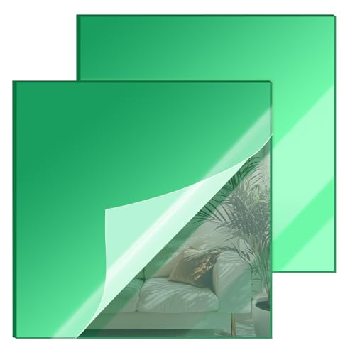 Image of 12x12 Inches Green Mirror Acrylic Sheet - 2 Pcs Reflective Acrylic Panel for DIY Crafts, Home Decor & More (30x30 cm)