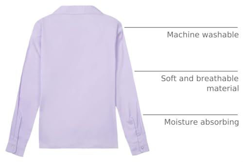Image of LittleSpring Girls Long Sleeve Uniform Shirts Peter Pan Collar Poplin Blouse