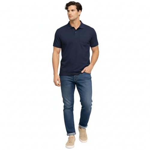 Image of Men's Premium Cotton Pique Polo T-Shirt, Classic Fit Short Sleeve Casual Summer Shirt, Soft & Breathable Fashion Polo