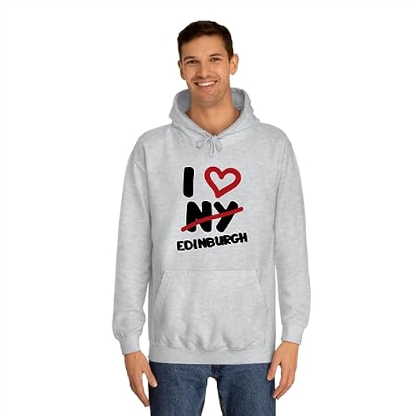 I Love Edinburgh zwarte hoodie, uniseks hoodie, grijze hoodie, katoenen hoodie, grijze hoodie, grijze hoodie, S, zwart, Zwart, S