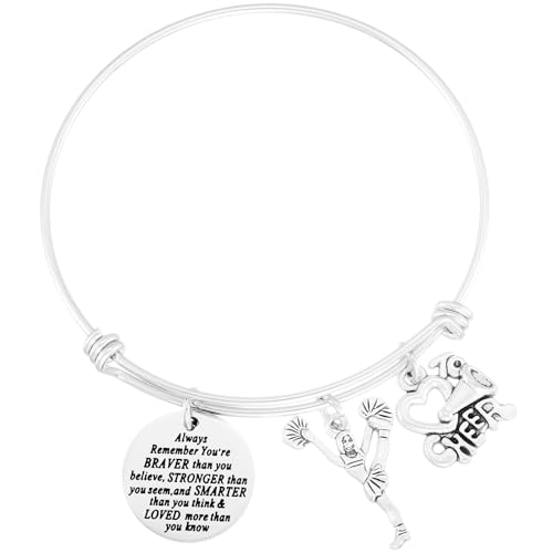HUTIMY Cheerleader Bracelet for Teenagers Gifts Young Senior Little Teen Cheer Team Present Cheerleading Charm Bracelet