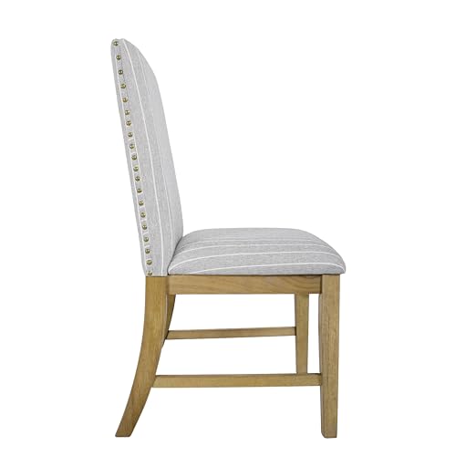 Image of HomePop Upholstered Wood Apron Dining Chair - Light Gray Stripe (Set of 2)