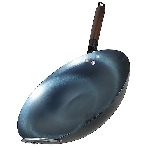 Wok tradicional de hierro LIFKOME con mango ergonómico