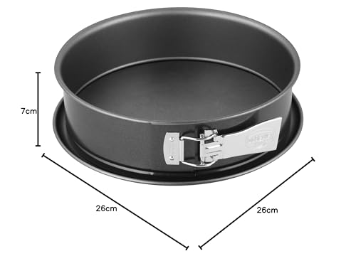 Foto von Dr. Oetker Springform Ø 26 cm, auslaufsichere Kuchenform, runde Backform aus Stahl mit keramisch verstärkter Antihaft-Beschichtung (Farbe: grau), Menge: 1 Stück