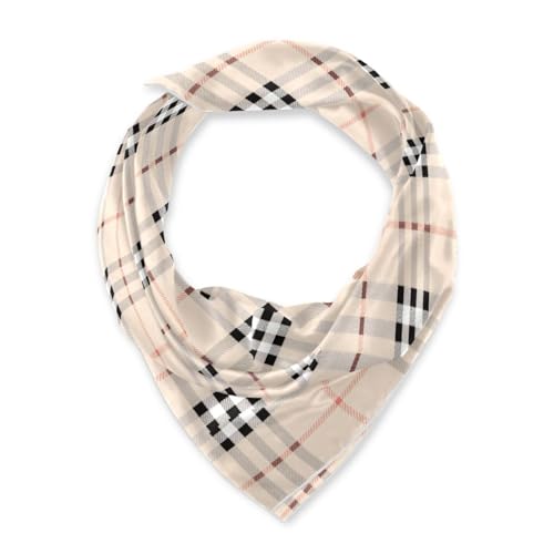 Black White Beige Checkered Plaid square silk scarf funky wrap scarf for women for Travel 35x35 bufanda para mujer