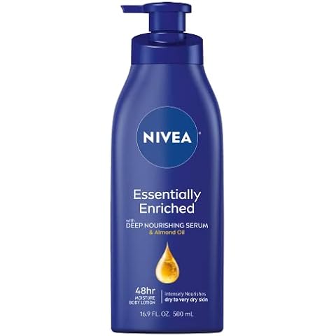 NIVEA Essentially Enriched Body Lotion for Dry Skin, 48-Hour Moisturizing Lotion with Deep Nourishing Serum and Almond Oil, 16.9 Fl Oz Pump Bottle Cover