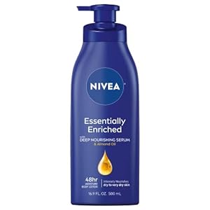 NIVEA Essentially Enriched Body Lotion for Dry Skin, 16.9 Fl Oz Pump Bottle