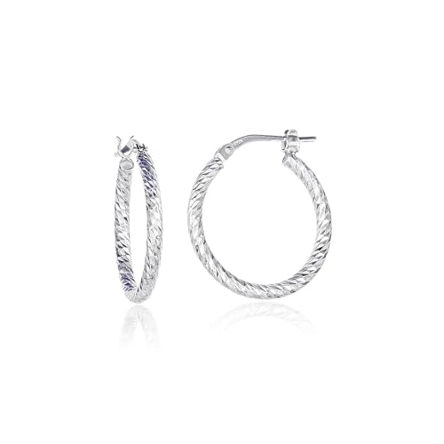 Creoles argent femme 925 de 15mm à l'effet torsadé taille diamant