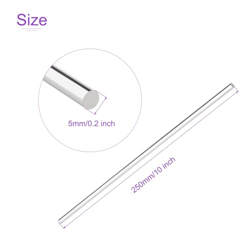 Image of DMiotech 4 Pack 0.2 Inch x 10inch Round Rod Solid PMMA Bar for DIY Crafts Clear