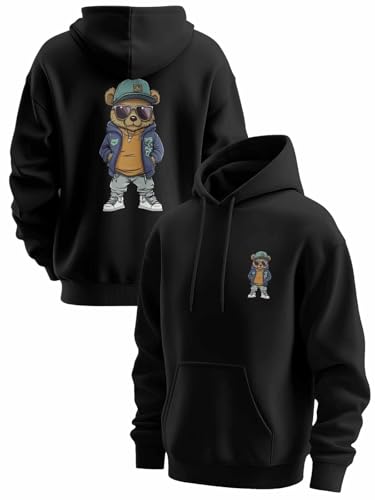 Vandarllin Mens Hoodie Cartoon Brown Bears Hoodie Sweatshirts for Men Long Sleeve Graffiti Drawstring Pullover with Pocket3