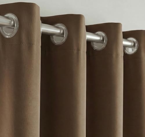 Image of VAS COLLECTIONS 100% Blackout Door Curtains, 5 Feet (121 x 152 cm) Set of 2, Plain, Thermal Insulated, Room Darkening Curtains for Living Room, Bedroom (Mocha)