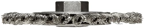 Image of Weiler 13135 Mini Roughneck 4 inch Stringer Bead Wire Wheel, .020 inch Stainless Steel Fill, 3 /8 inch-24 Unf Nut, Made in The USA (Pack of 5)
