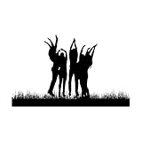 Adesivi murali Silhouette energica di una folla che salta perfetta 45x73.8cm Dotato di kit di pellicola di trasferimento Nero