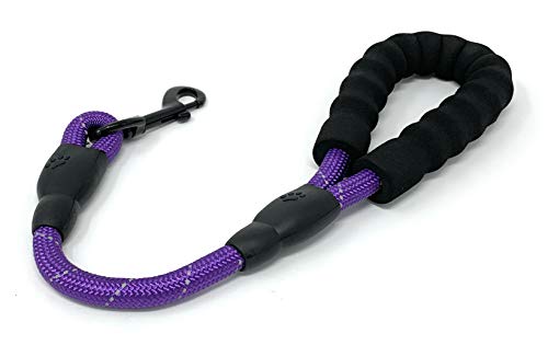 STJ Company Short Training Traffic Leash for Dogs l Teach Them to Walk Without Pulling l 18 Inch Rock Climbing Rope with Swivel Metal Snap-Bolt l Take Your Pup Near Crowds (18, Purple)