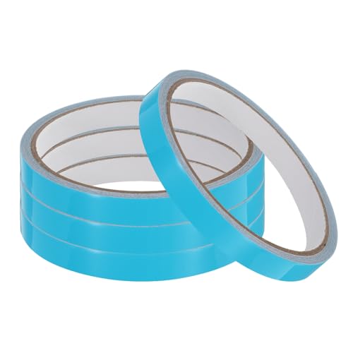 Image of uxcell 4Rolls Glow in The Dark Tape, 0.4 inch x 9.8 ft Fluorescent Adhesive Tape Luminous Tape for Stairs, Walls, Steps, Exit Sign, Home Decoration, Sky Blue