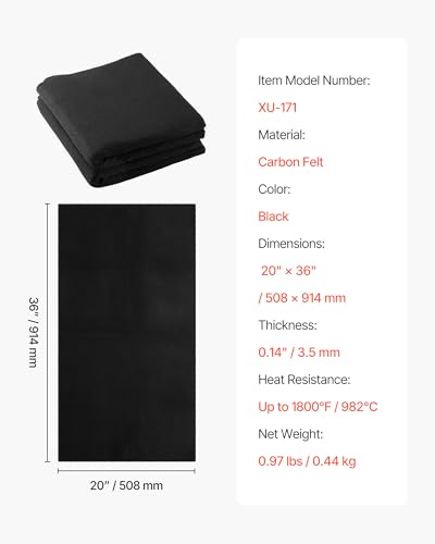 Image of VEVOR Carbon Felt Welding Blankets, 2-Pack 20 inch x 36 inch Flame Retardant Welding Blanket, Up to 1800F Heat Resistant Safety Protection Blanket, 3.5mm Thickened Carbon Fiber Fireproof Insulation Mat Pad