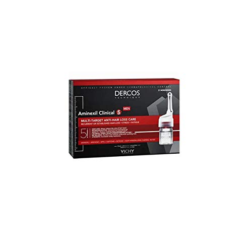 Vichy Dercos Aminexil Intensive 5 Uomo, Trattamento Anti-Caduta Multi-Azione, Fiale
