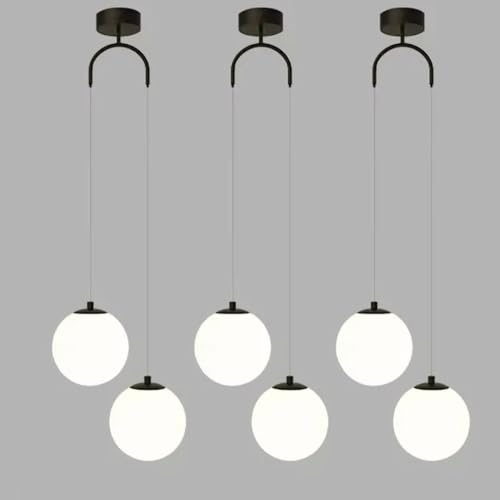 Iluminación colgante de doble cabeza, luces colgantes de cristal blanco modernas, lámpara de globo, lámpara colgante minimalista moderna, lámpara colgante de noche para dormitorio, iluminación