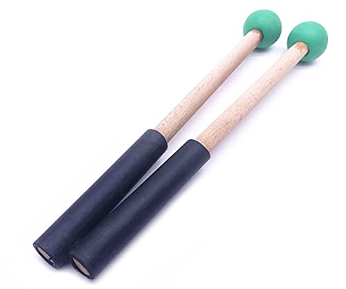Jiayouy 8 Inch Rubber Head Percussion Mallets Sticks For Tongue Drum, Xylophone,Glockenspiel, Woodblock, Bell Pack Of 2 Green #TOP1