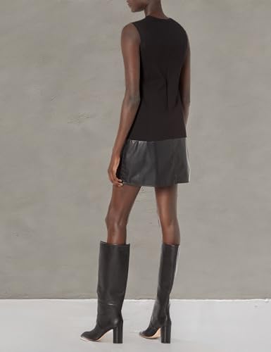 Rent The Runway Pre-Loved Black Faux Leather Trim Shift Dress3