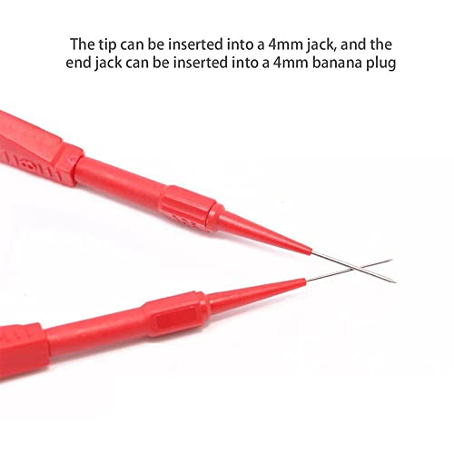 Image of HomeSoGood 4PCS 0.7mm /0.02inch Test Probe Pins,Multimeter Test Lead Extention Back Probes Sharp Needle Micro Pin for Socket Tester Tools(Black&Red)