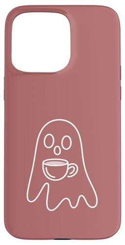 Aesthetic One Line Art Ghost and Coffee - ���[�Y �X�}�z�P�[�X iPhone 15 Pro Max �p
