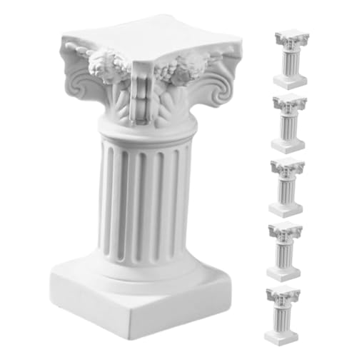 PartyKindom 6pcs Nordic Style Resin Roman Pillar Candle Holders Decorative Column Candlesticks for Home Tabletop Reusable Miniature Statue Accent for Living Room and Photography Props