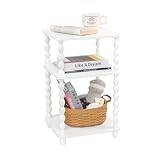 Fultyle End Table, Small Side Table with 3 Tier Open Shelf, Modern NightStand Bedside Table for Living Room, Bedroom, Office and Small Spaces (White)