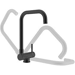 Fregadero Bajo Ventana Grifo Cocina Abatible Negro, Ulytid Grifos Cocina Fregadero Plegable Giratorio 360°, Grifo Monomando Mezclador Bajo Ventana de Acero Inoxidable 304, Caño Alto, Agua Fría y Caliente, Superficial Mate