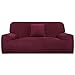 sourcing map Housse de Canapé Couverture Canapé Revêtement de Canapé Extensible en Velours Peluche Epaisse avec Une Housse de Coussin Protecteur Bourgogne 92-122"
