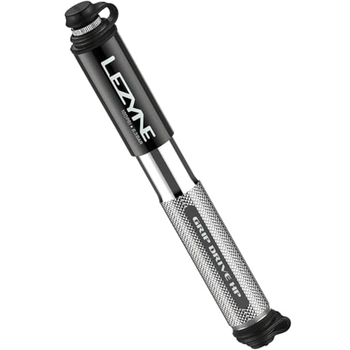 LEZYNE Grip Drive HP Bike Hand Pump | Compact Durable Aluminum High-Pressure 120 PSI Mini Bicycle Pump with ABS Flex Hose, Presta & Schrader Compatible, Frame Mount Included, Silver, Small