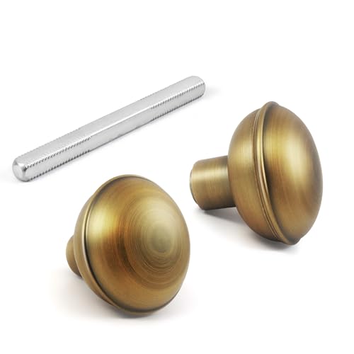 newliplace 1 Pack Antique Brass Door Knob Set with Spindle, Vintage Old Style Door Knobs Replacement...