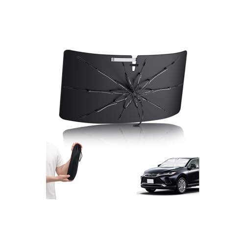 【車種専用傘】LANTU トヨタ ハリアー 80系 4代目用 サンシェード 傘型 折りたたみ式 曲がる傘柄 断熱 UVカット MXUA8#/AXUH8#/AXUP85型 車用サンシェード フロント ワンタッチ 収納 暑さ対策 80ハリアー 日よけ シェード