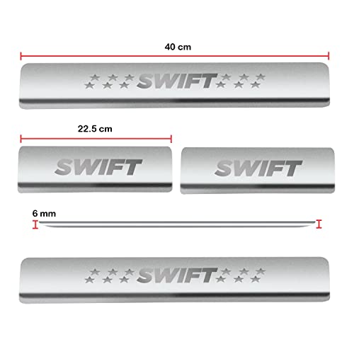 Image of AC Door Sill /Foot Step Stainless Steel Scuff Plate Plates Compatible with Suzuki Swift (Model 2006-2011) (Set of 4 Pcs)