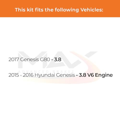 Image of Max Advanced Brakes Front & Rear Brake Kit Compatible With 2017 Genesis G80 w /3.8 V6 Engine Replacement Geomet Coated OE Disc Brake Rotors and Ceramic Brake Pads
