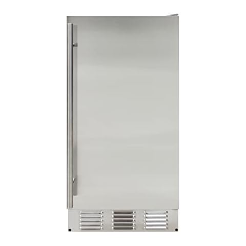 BRAMA Ice Maker Machine 50/lbs. Ice Daily Undercounter Built-in or Freestanding Stainless Steel Construction with Reversible Door and Auto Shut Off for Indoor or Outdoor Use, Metallic Cover