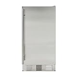 BRAMA Ice Maker Machine 50/lbs. Ice Daily Undercounter Built-in or Freestanding Stainless Steel Construction with Reversible Door and Auto Shut Off for Indoor or Outdoor Use, Metallic