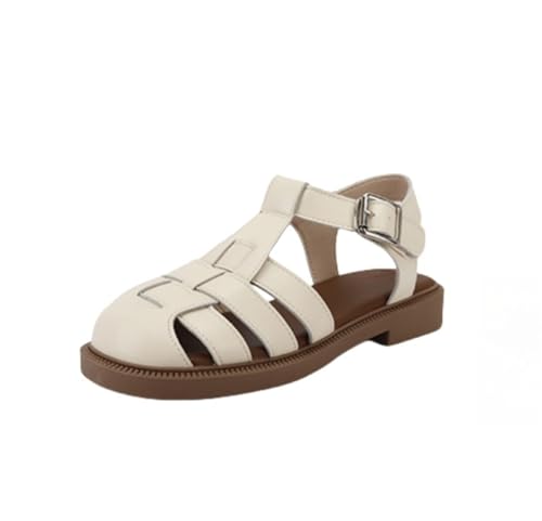 Women's Flat Sandals Comfortable Closed Toe Flat Shoes Slip-On Ankle Strap Sandals For Dressy Forma Daily Work Party