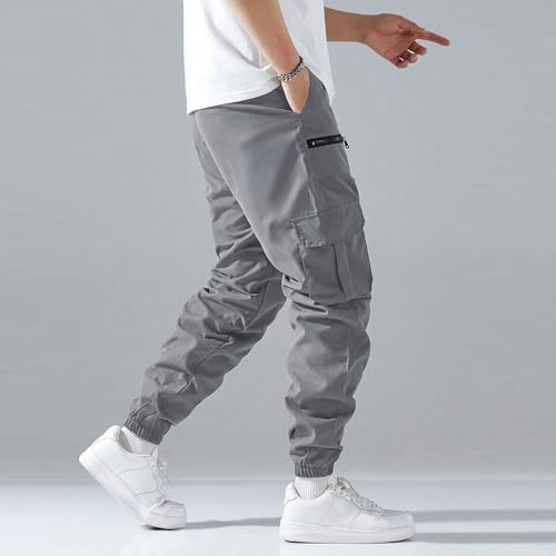 Men's Baggy Cargo Pants Casual Elastic Waist Drawstring Joggers Pants Tapered Sweatpants for Men Multi Pockets2